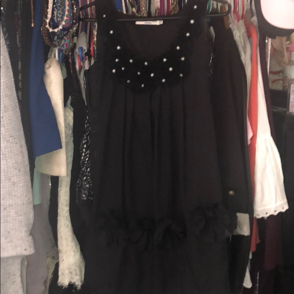 Black Floral Pearl Dress
